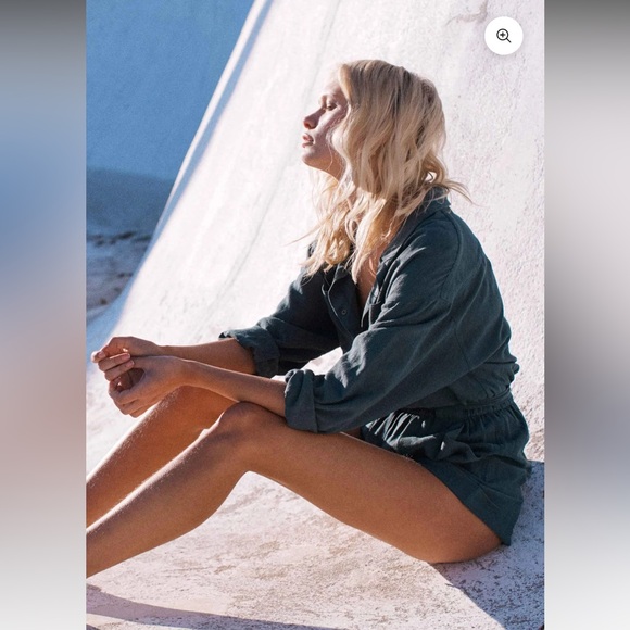 Auguste The Lable Medium Canyon Boyfriend Romper Rust Red Brown sezane - Picture 3 of 11